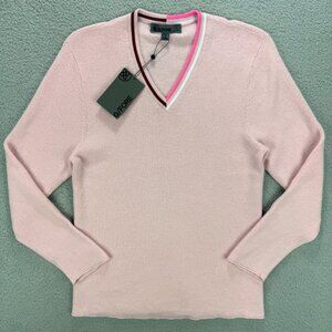 G/FORE Sweater Men Large L Blush Pink V Neck Waffle Knit Wool Golf G4 Sweatshirt